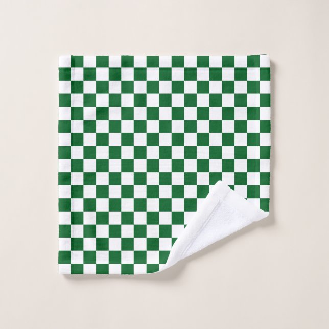 Modern White Squares on Forest Green Waschlappen (Waschlappen)