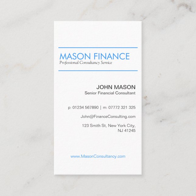 Modern White Vertikal - Berufliche Visitenkarte (Vorderseite)