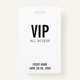 Modern White VIP All Access QR Code Event  Ausweis