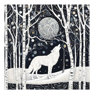Modern White Winter Wolve Fotodruck