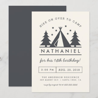 Modern Wigwam im Birthday Camp-Party von Woods Einladung