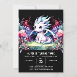 Modern Wild Dragon Birthday Einladung