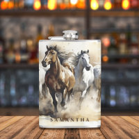 Modern Wild Mustang Pferde Reittiere Wasserfarbe