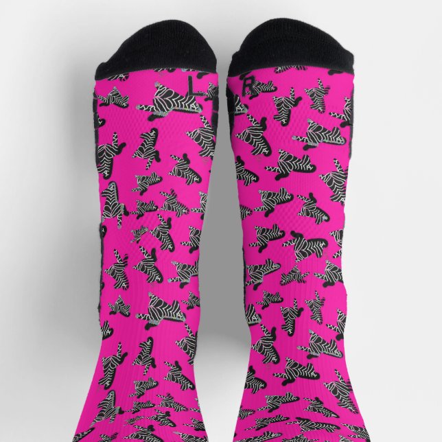 Modern wild pink zebra socken (Oben)