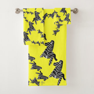 Modern wild yellow zebra badhandtuch set