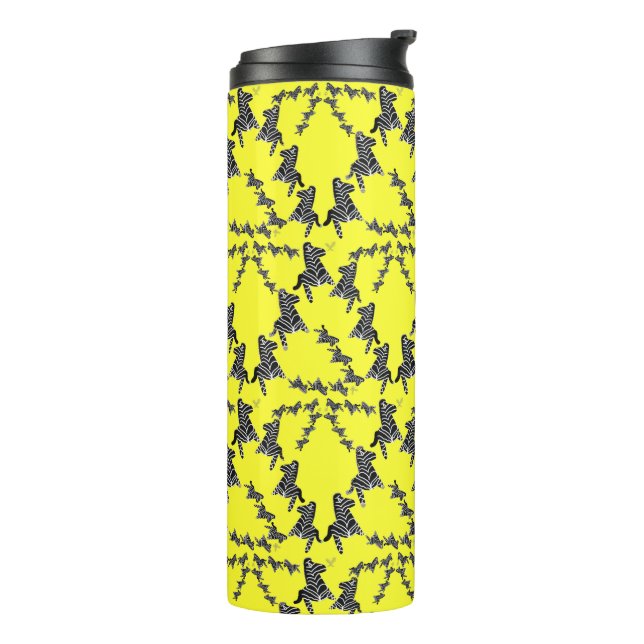 Modern wild yellow zebra thermosbecher (Nach links gedreht)