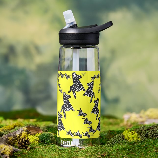 Modern wild yellow zebra trinkflasche (Außenbereich (gedreht))
