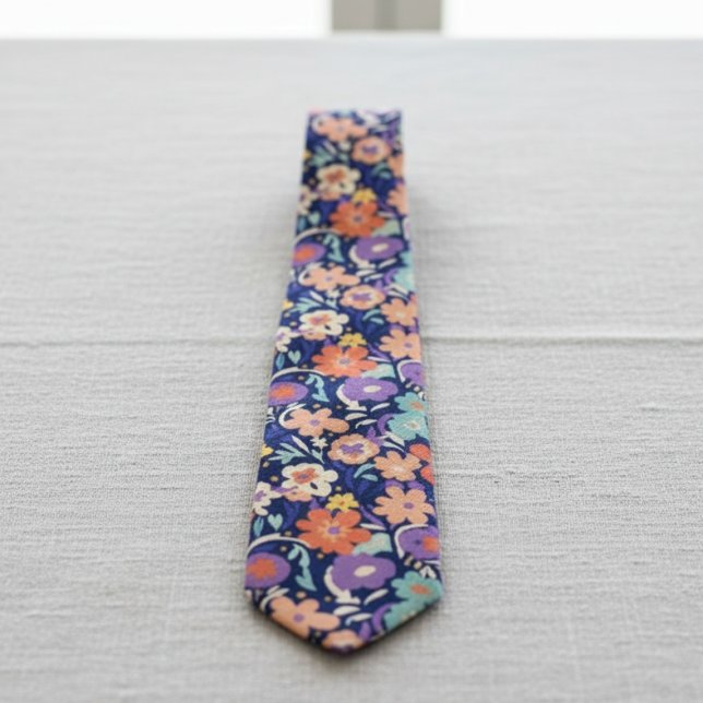 Modern Wildflower – Bold Funky Floral  Krawatte (Blue floral necktie)