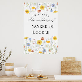 Modern wildflowers spring wedding poster