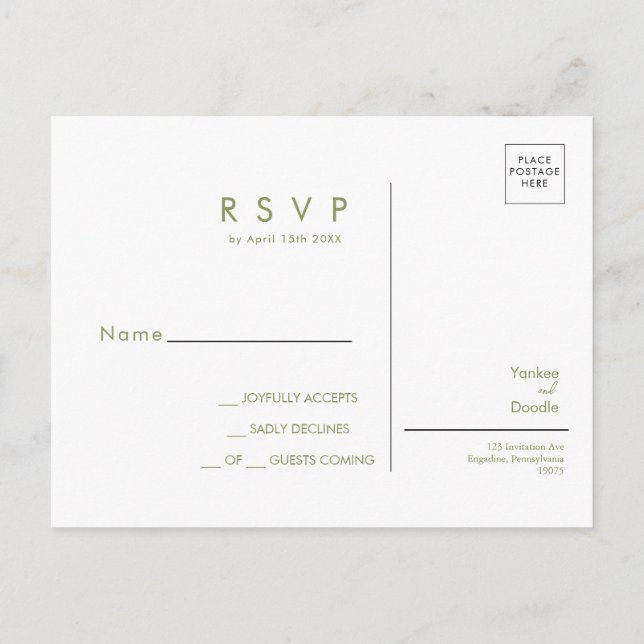 Modern wildflowers spring wedding RSVP Postcard Postkarte (Rückseite)