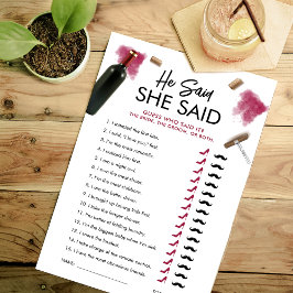 Modern Wine - He Said She Said Game Card