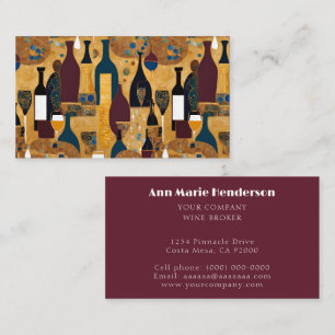 Modern Wine Pattern Gold Maroon Visitenkarte