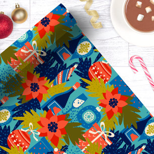 Modern Wine Poinsettia Weihnachten Geschenkpapier