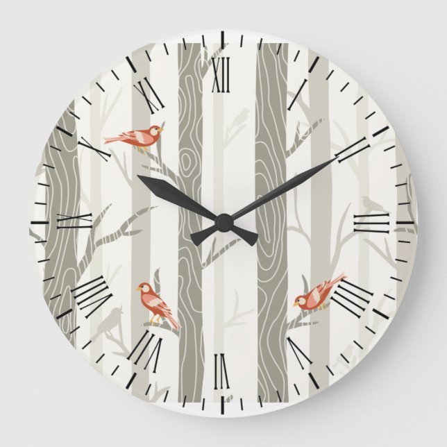 Modern Winter Aspen Wall Clock Große Wanduhr (Vorderseite)
