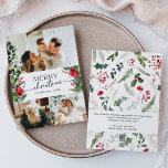 Modern Winter Botanical 3 Foto Frohe Weihnachten<br><div class="desc">Diese Kollektion besticht durch Aquarellblumen,  Beeren und Wintergrün mit moderner und eleganter Typografie,  mit einem botanischen Wintermuster zurück.</div>