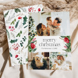 Modern Winter Botanical Mergend Weihnachten 3 Foto<br><div class="desc">Diese Kollektion besticht durch Aquarellblumen,  Beeren und Wintergrün mit moderner und eleganter Typografie,  mit einem botanischen Wintergoldmuster zurück.</div>