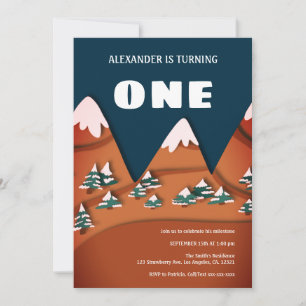 Modern Winter Boy First Birthday Einladung