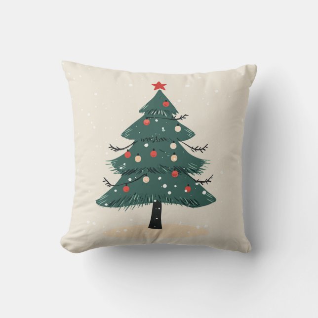 Modern Winter Evergreen Weihnachtsbaumkissen Kissen (Vorderseite)