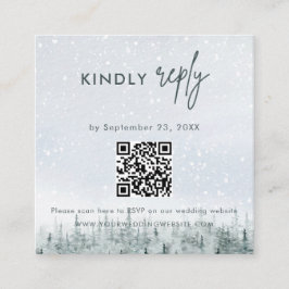 Modern Winter Forest Wedding RSVP Card Begleitkarte