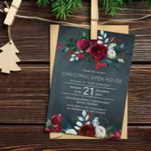 Modern Winter Navy Red Flor Weihnachtshaus