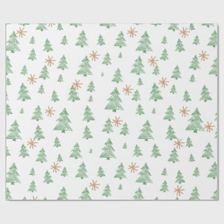 Modern Winter Pine Tree Star Geschenkpapier