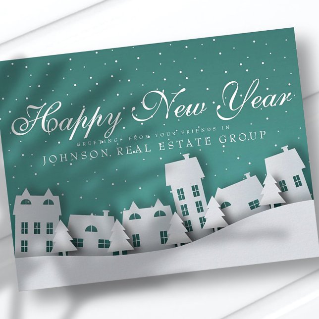 Modern Winter Scene | New Year's  Greetings Postkarte (Von Creator hochgeladen)