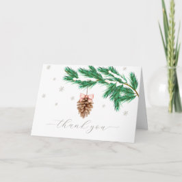 Modern Winter Snowflake Pine cone Baby Shower Dankeskarte