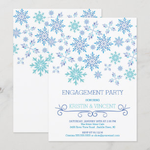 Modern Winter Snowflakes Engagement Party Einladung