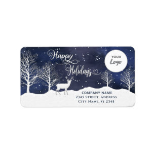 Modern Winter-Szene Firmenlogo Holiday Adressaufkleber