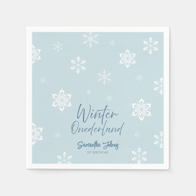Modern Winter Unser kleines Schneeflocken 1. Gebur Serviette (Vorderseite)