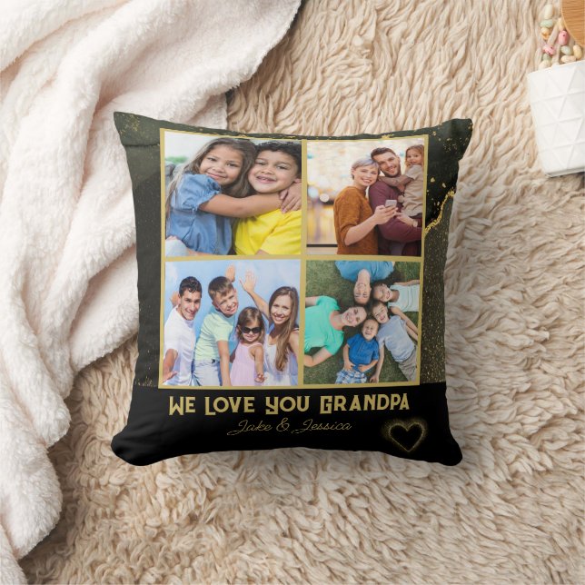 Modern Wir Liebe Sie Opa FotoCollage Kissen (Decke)