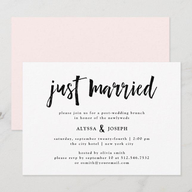 Modern Wish | Just Married Post Wedding Brunch Einladung (Vorne/Hinten)