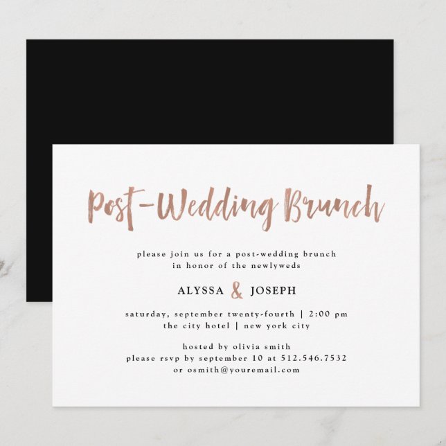 Modern Wish | Post Wedding Brunch Imitate Rose Gol Einladung (Vorne/Hinten)
