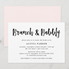 Modern Wish | Schwarzer und weißer Brunch und Bubb Einladung