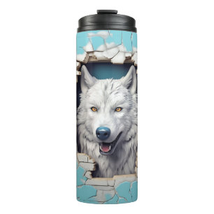 Modern Wolf 3D Animal Blue Thermosbecher