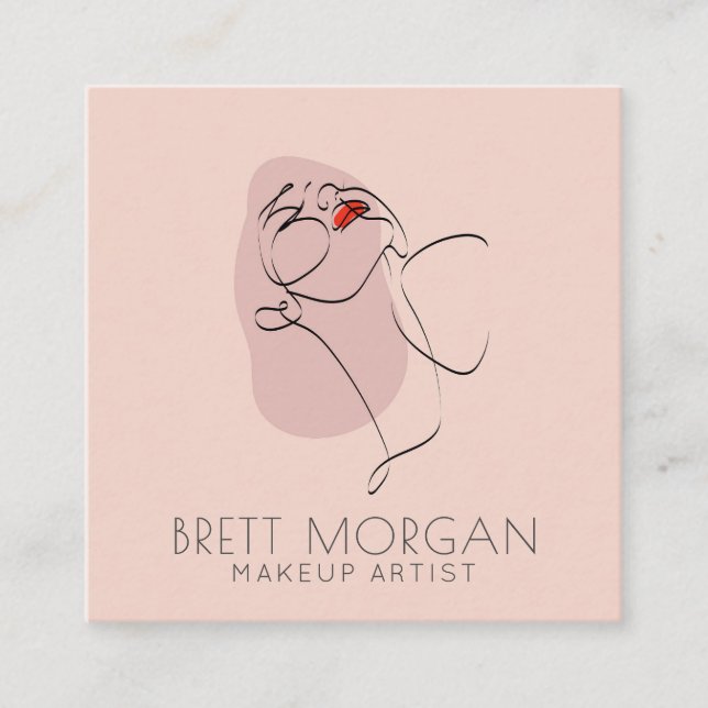 Modern Woman Makeup Artist Square Business Card Quadratische Visitenkarte (Vorderseite)