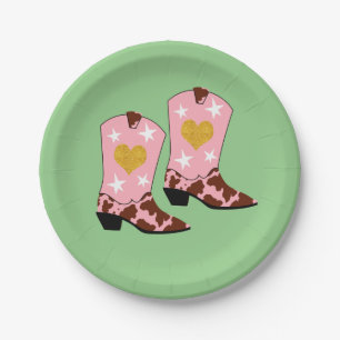 Modern Women Pink Cowgirl Western Boots Green Pappteller
