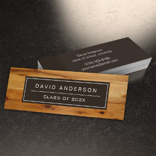 Modern Wood Grain Student Graduation Name Card Telefonnummerkarte