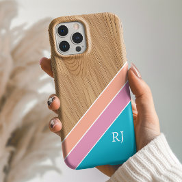Modern Wood Personalized Initial iPhone  16 Hülle
