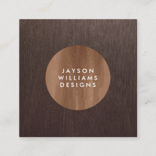 Modern Woodgrain Circle Designer Square Quadratische Visitenkarte