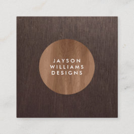 Modern Woodgrain Circle Designer Square Quadratische Visitenkarte