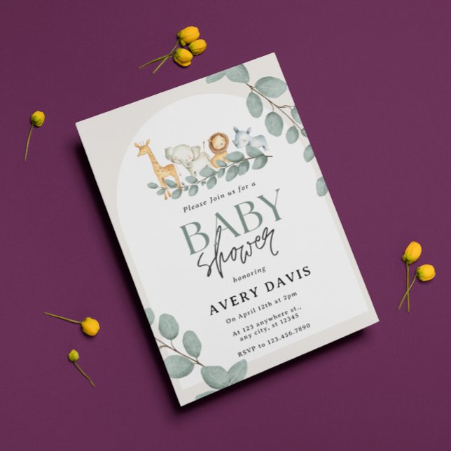 Modern Woodland Animals Forest Boy Baby Shower Inv Einladung (Von Creator hochgeladen)