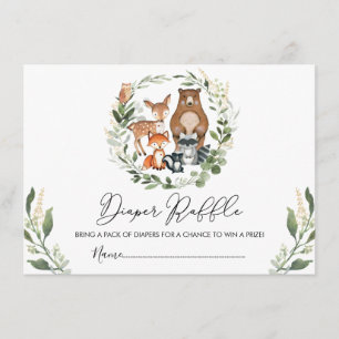 Modern Woodland Greenery Baby Dusche Diaper Raffle Begleitkarte