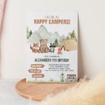 Modern Woodland Happy Camper Camping Kindergeburts