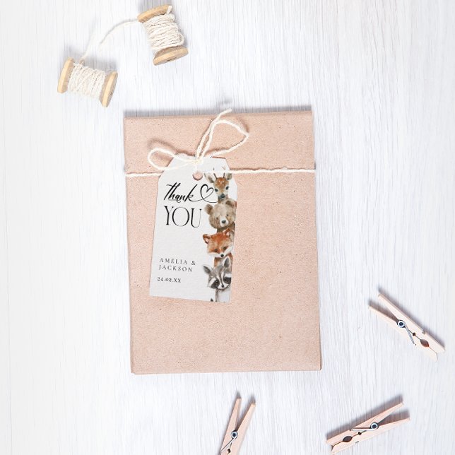 Modern Woodland Niedlicher Tiere Vielen Dank Geschenkanhänger (Von Creator hochgeladen)
