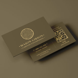 Modern Woodworker Logo Zimmermann Dark Taupe Visitenkarte