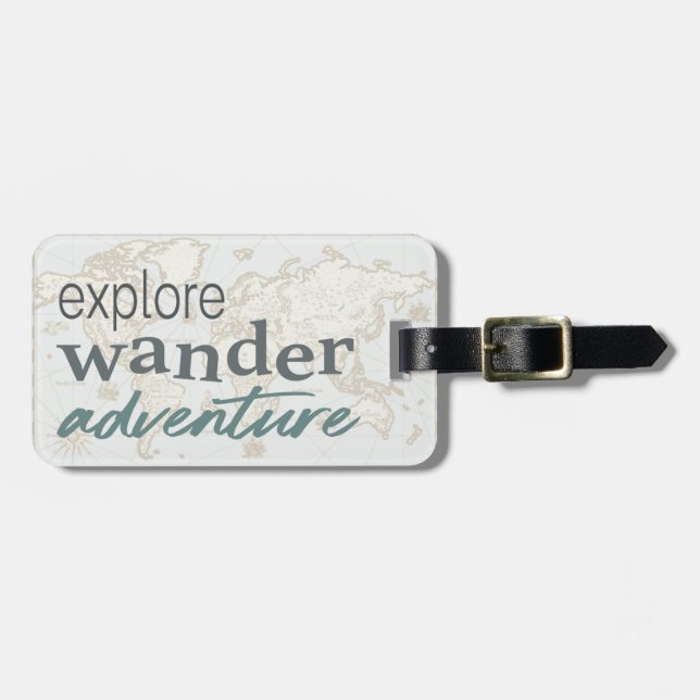 Modern World Map Travel Adventure Typografy Gepäckanhänger (Vorderseite horizontal)