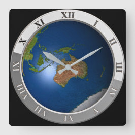 Modern World Map Wall Clock Quadratische Wanduhr