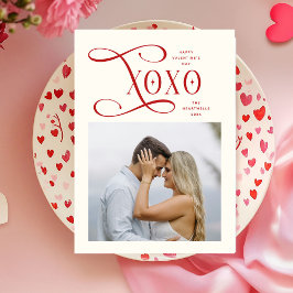 Modern XOXO Couples Photo Happy Valentines Day Feiertagskarte