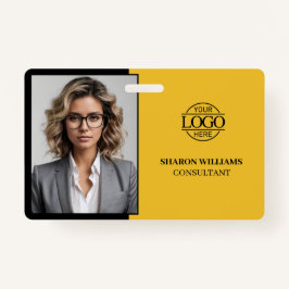 Modern Yellow and Black Company Employee Photo Ausweis
